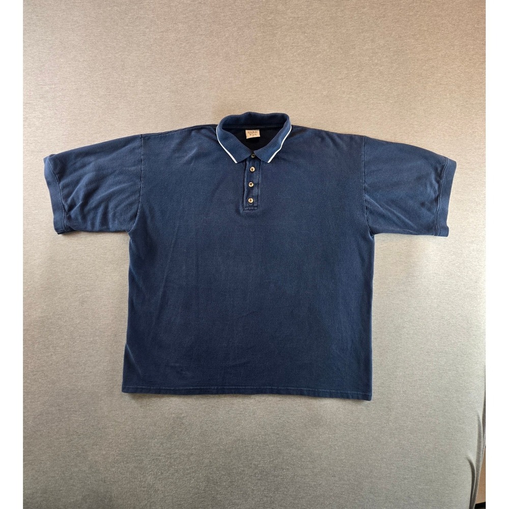 Anchor Blue Polo Shirt Mens‎ XL Navy Blue Vintage Y2K Tipped Collar Cotton
